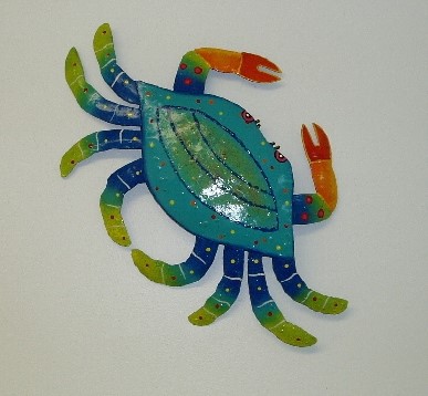 12" Teal Metal Crab Wall Decor